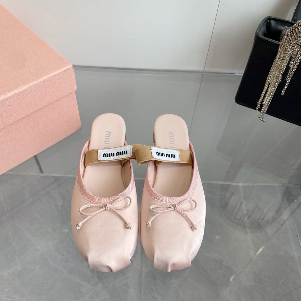 M1um1u Satin Ballerina Mules Orchid Pink 5F451E Qu6 F0615 F 005