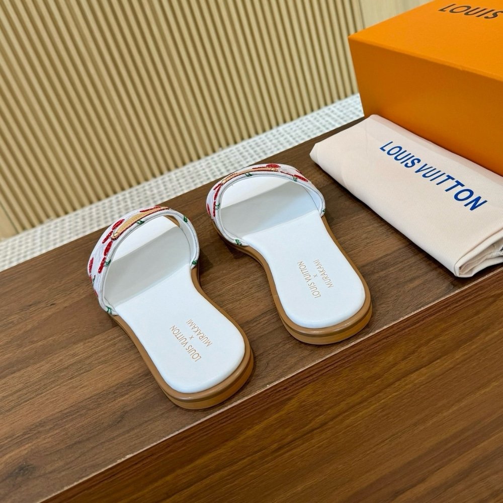 L0vis Vvtt0n X Takashi Murakami Lily Flat Mule White 1Ahm43