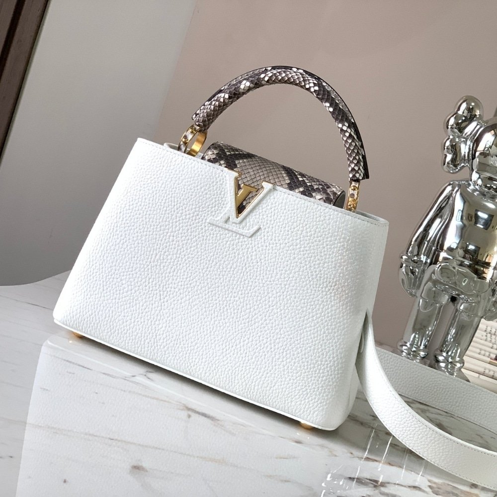 L0vis Vvtt0n Capucines BB White And Python Trim 27cm