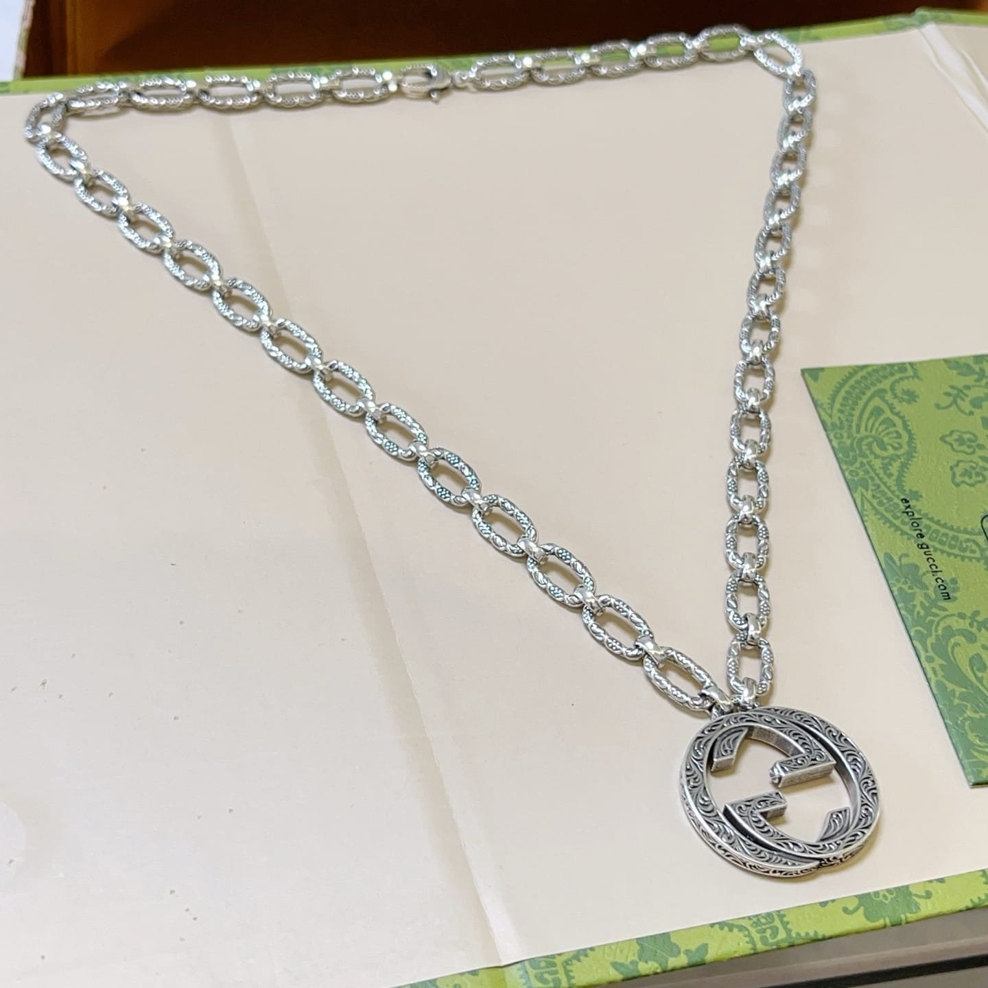 Gvc*1 Arabesque Interlocking G Chain Necklace Sterling Silver