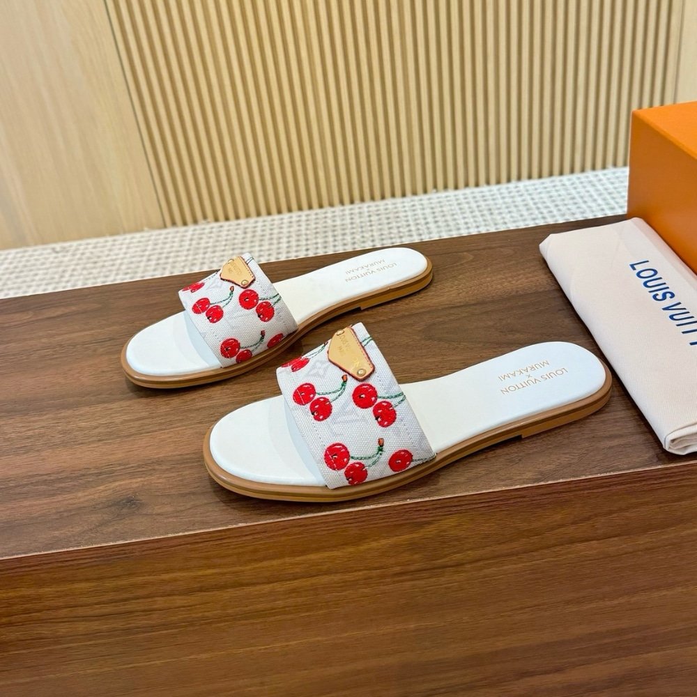 L0vis Vvtt0n X Takashi Murakami Lily Flat Mule White 1Ahm43