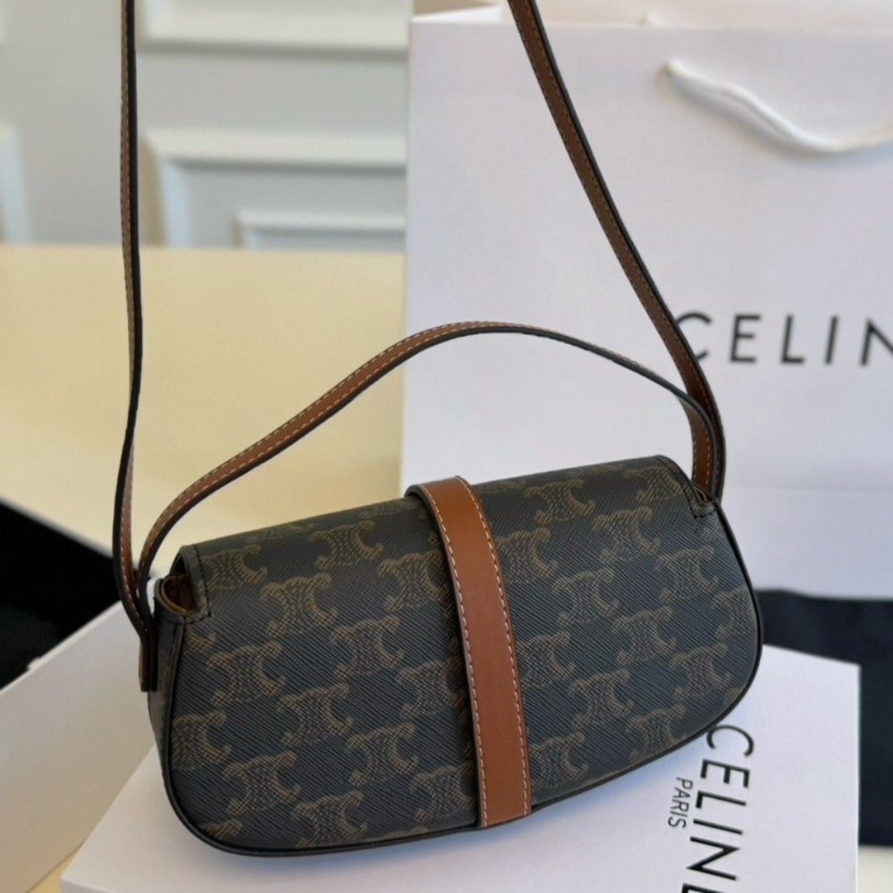 Ce1i*e Clutch On Strap Tabou In Triomphe Canvas And Calfskin Tan 20Cm 10I592Dq2 04Lu
