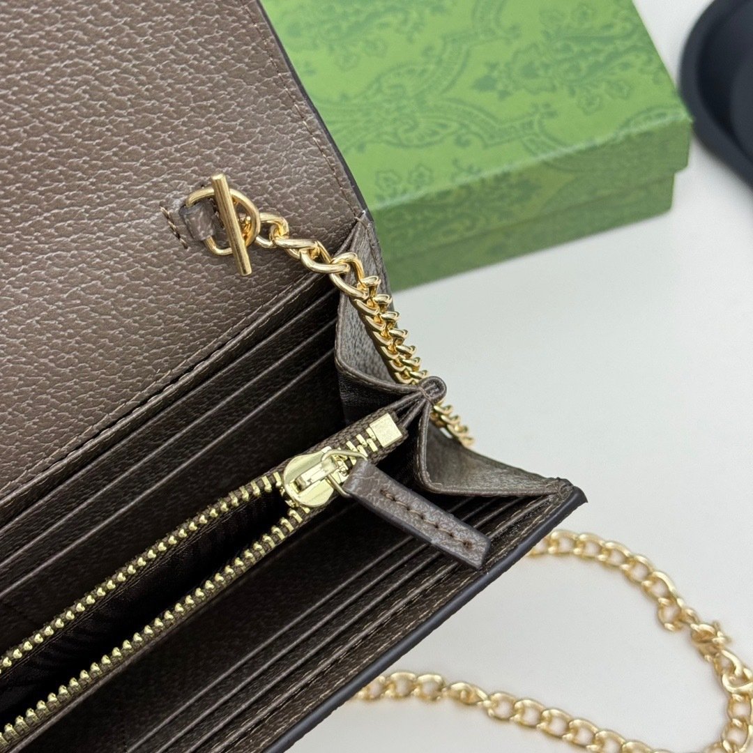 Gvc*1 Ophidia Chain Wallet Beige Gg Svp*me Canvas 19Cm 772309K9Gsg8367