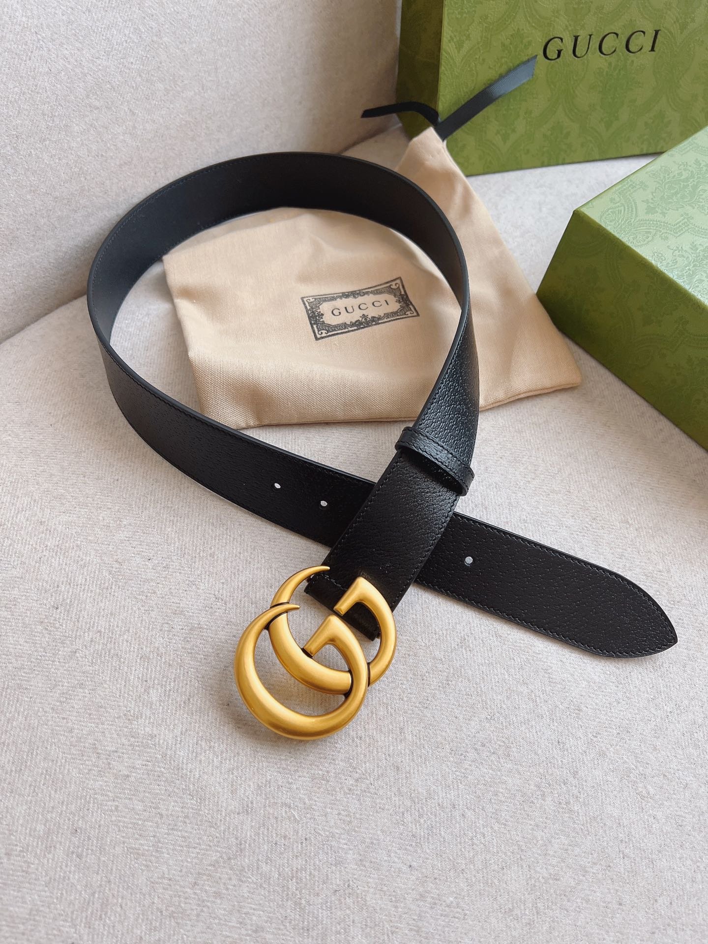Gvc*1 Gg Marmont Wide Belt Black Gold Logo 4Cm 406831 Dj20T 1000