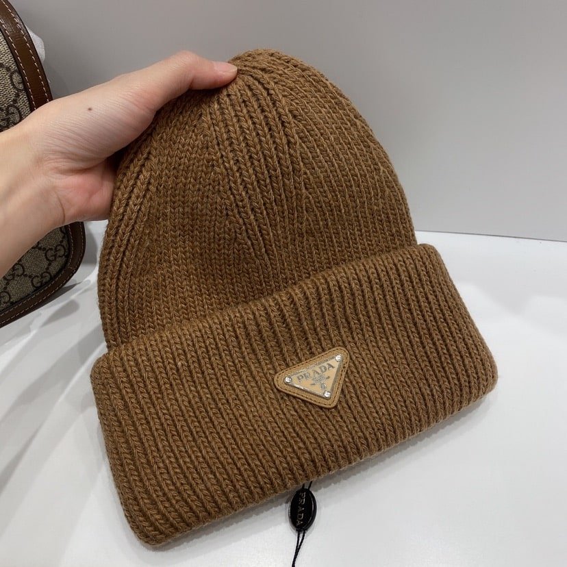 Pra*a Wool And Cashmere Beanie Sliver Brown Umd489 3Im F0040 S 211