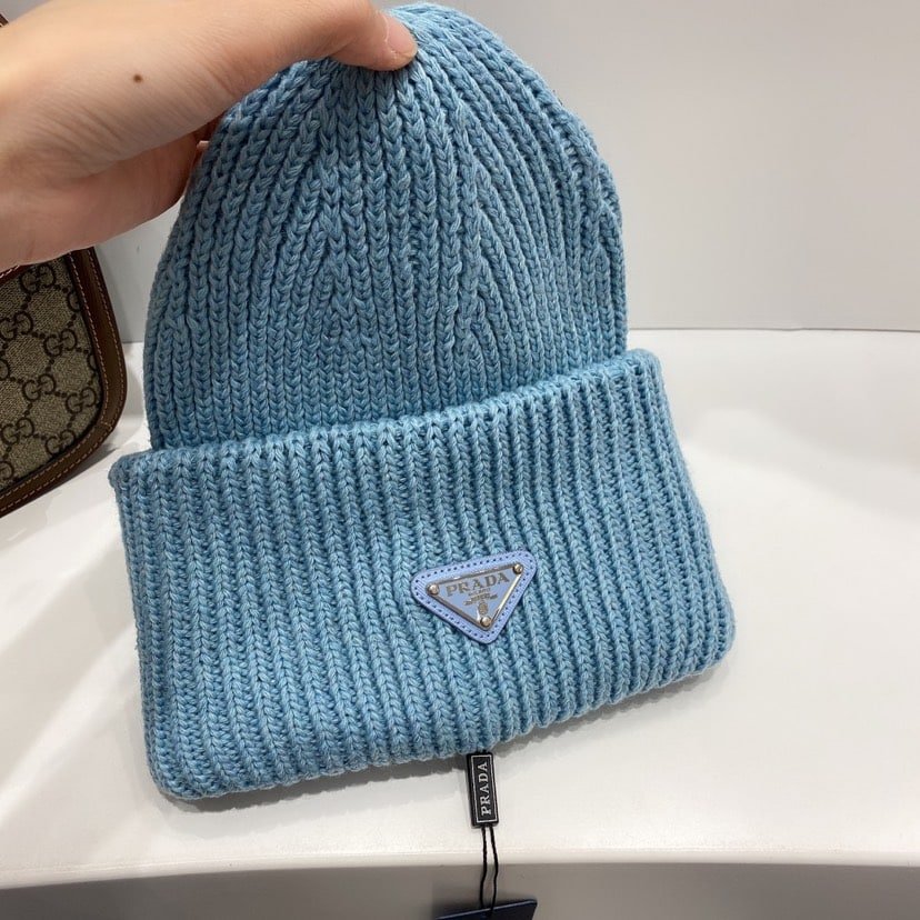 Pra*a Wool And Cashmere Beanie Sliver Blue Umd489 3Im F0Svf S 211