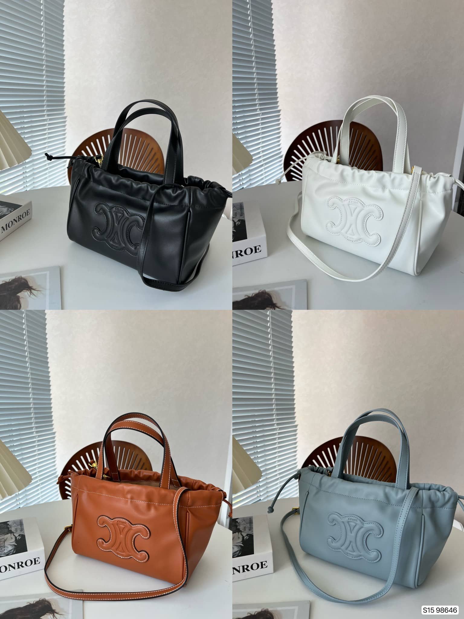 Ce1i*e Small Cabas Drawstring Cuir Triomphe In Smooth Calfskin Brown 24Cm 111013Du304Lu