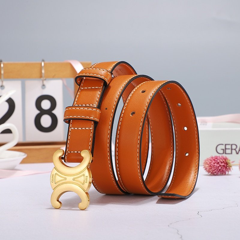 Ce1i*e Medium Triomphe Belt In Tan 25Mm 45Ak93A78 04Lu