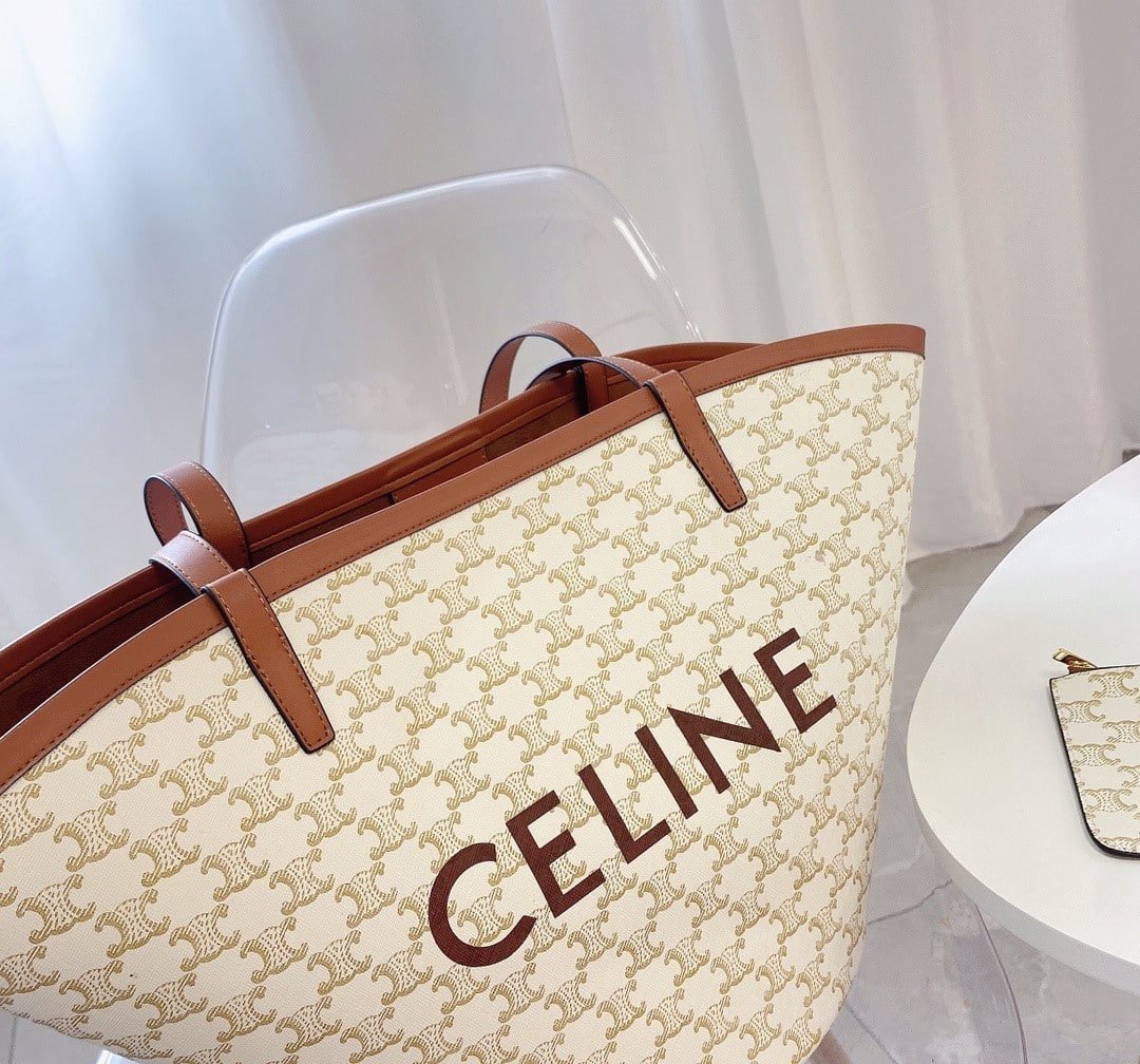 Ce1i*e Women Medium Couffin Bag In Triomphe Canvas Ce1i*e Print White 57Cm 196262Cyx 01Bc