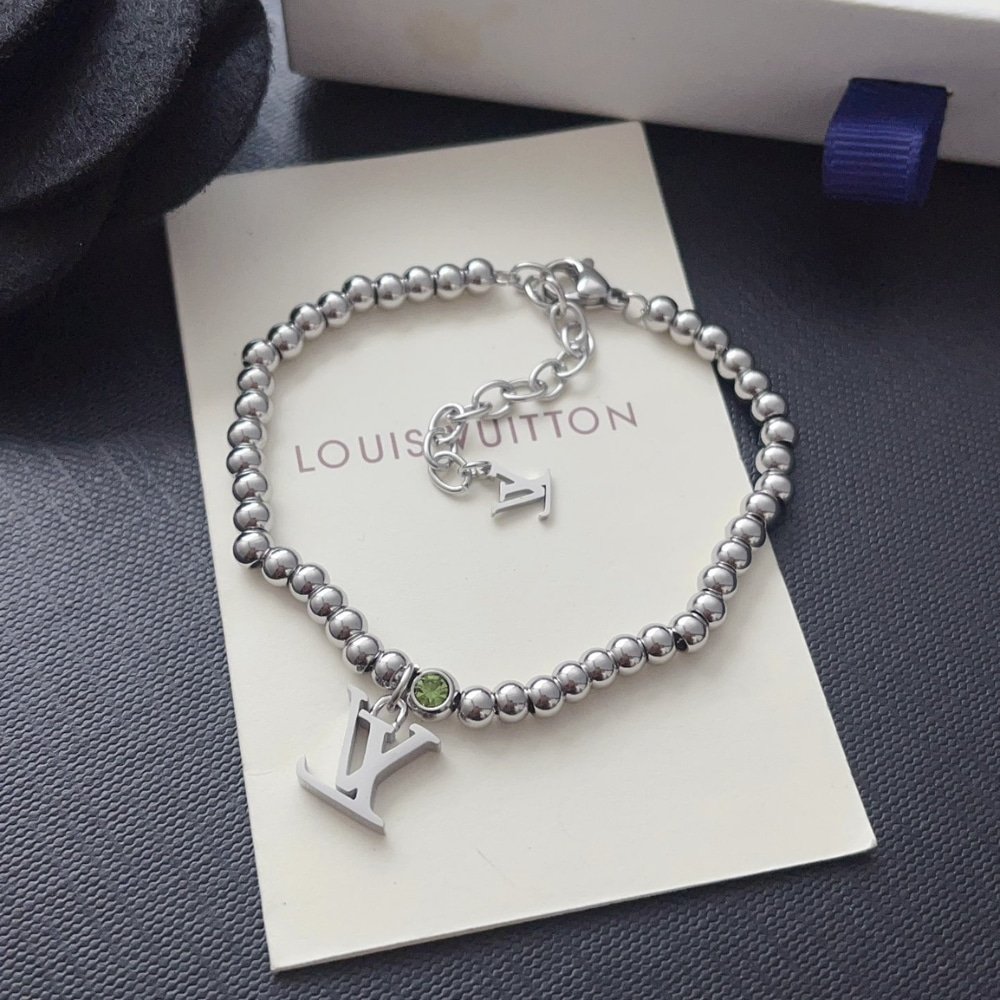L0vis Vvtt0n Nano Beads Bracelet In Silver Tone