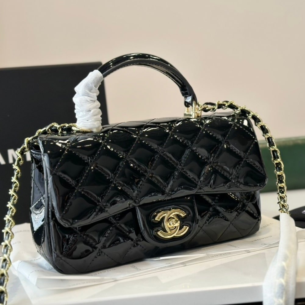 Ch**el Mini Classic Handbag With Top Handle Black 20Cm As2431 B18237 94305