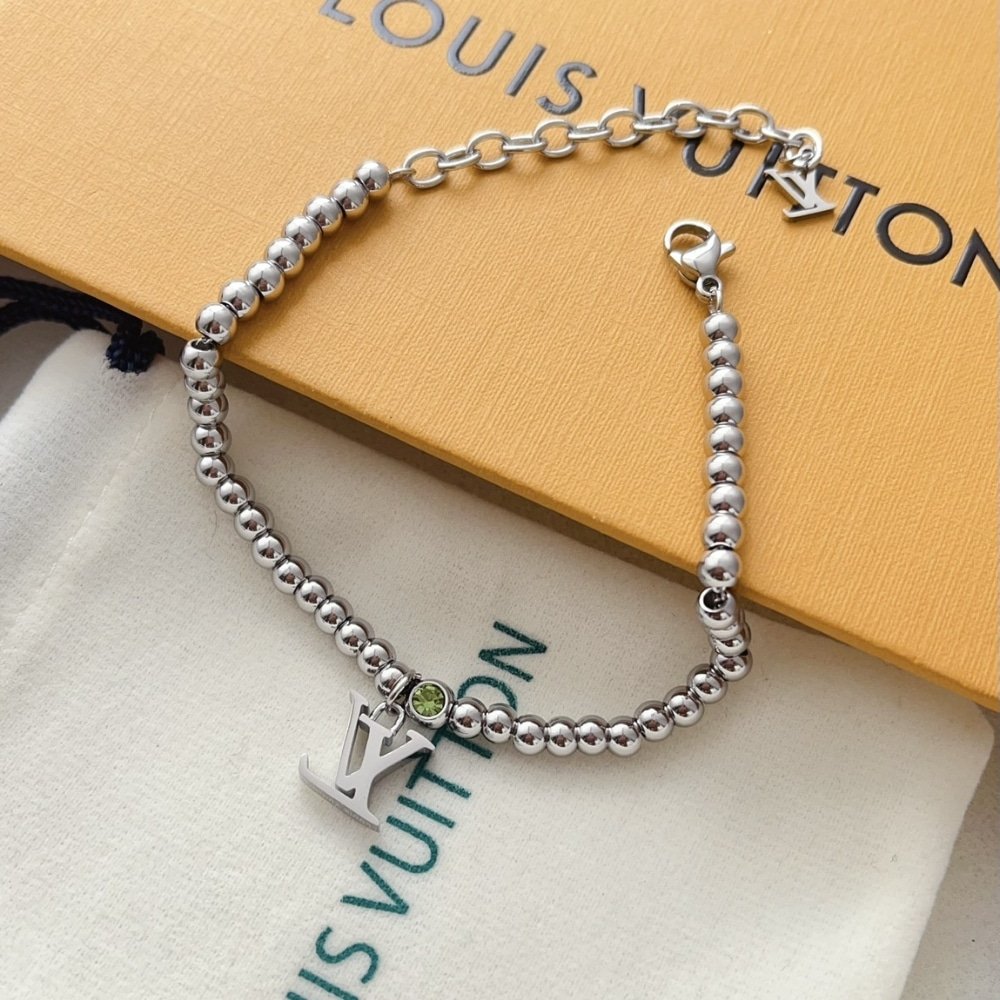 L0vis Vvtt0n Nano Beads Bracelet In Silver Tone