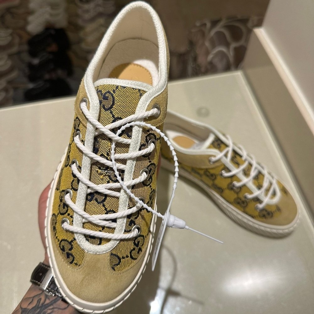 Gvc*1 Gg Sneaker Beige Ebony 738992 Fabqa 9796