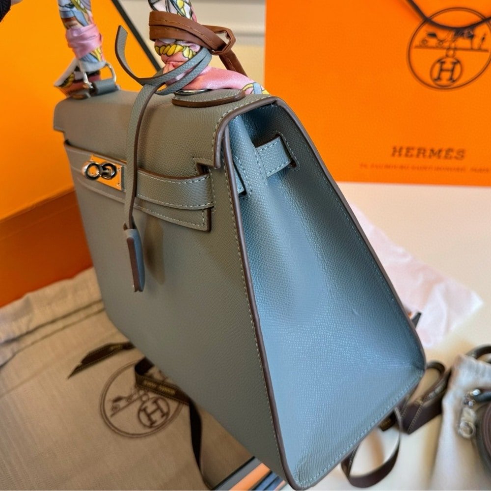 H**me5 Kelly Epsom Bleu Celeste 28Cm