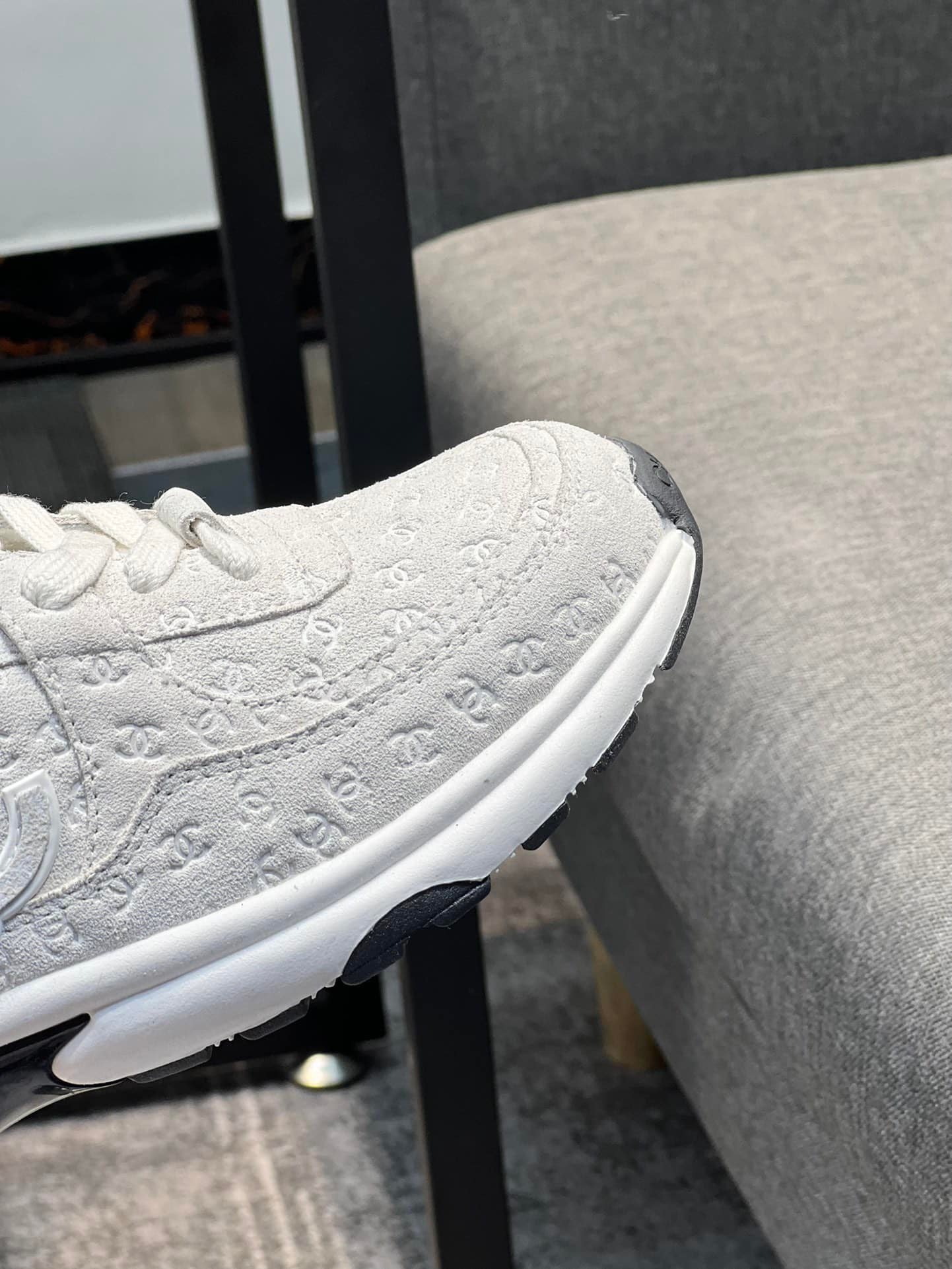 Ch**el Cc Embossed Logo Suede White