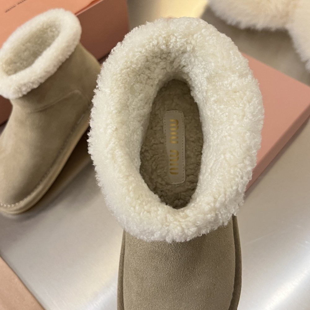 M1um1u Suede And Shearling Booties Desert Beige 5T515E Z0G F0F24 F Zf15