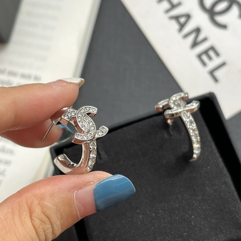 Ch**el Cc Mark Hoop Earrings In Silver Abf729 B20574 U0939