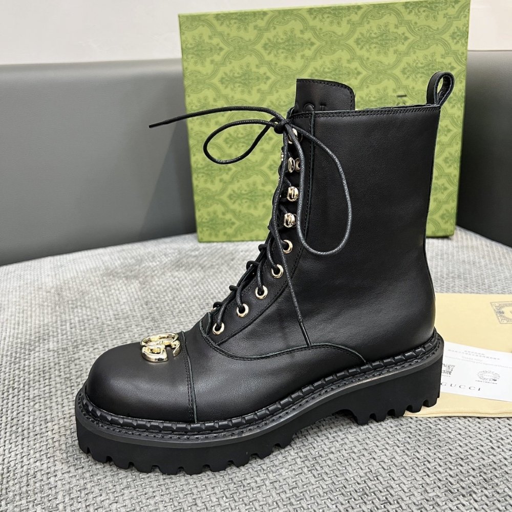 Gvc*1 Women Lace Up Ankle Boot With Gg Black 836050 Aadgl 1000