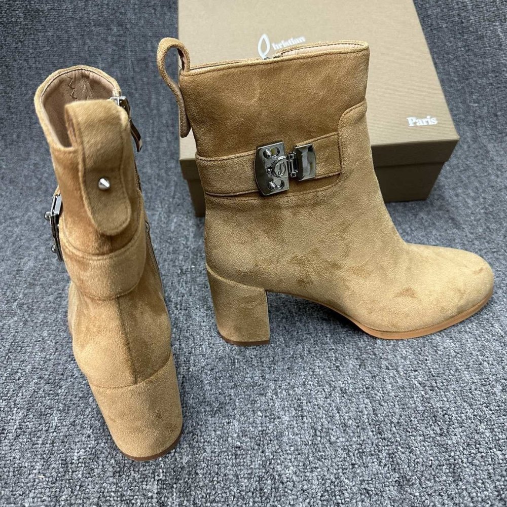Chr1st1an Louboutin Booty Lock 70 Boots Beige 1250326F486