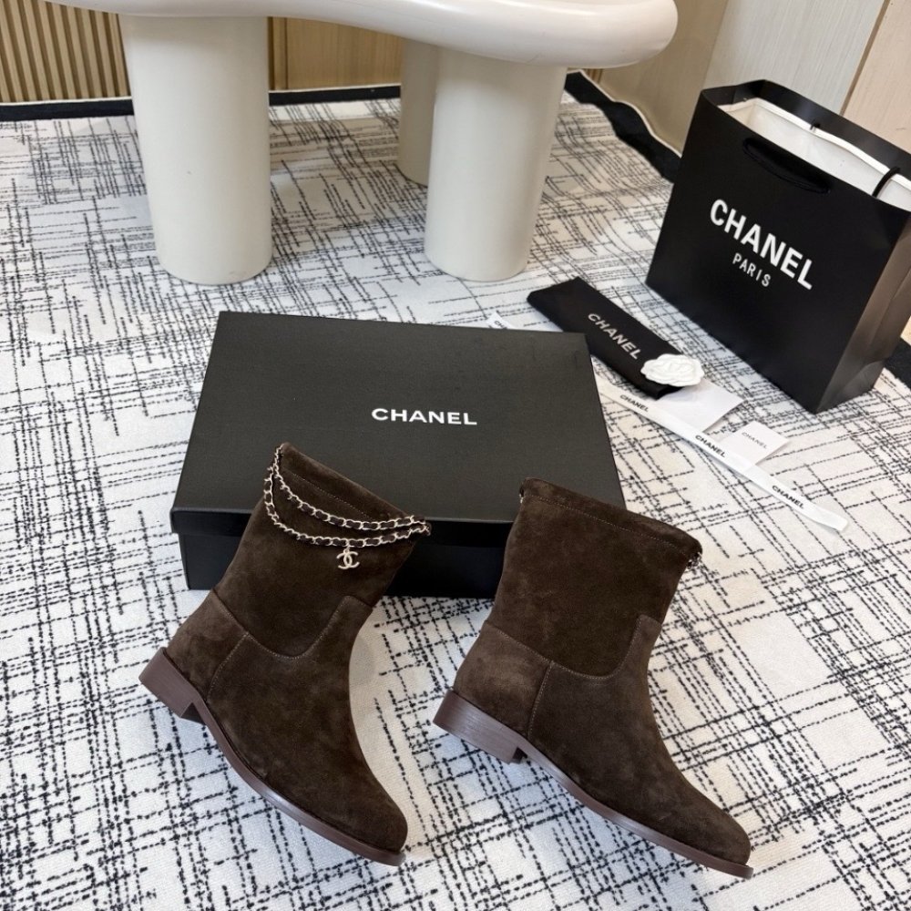Ch**el Suede Ankle Boots Brown