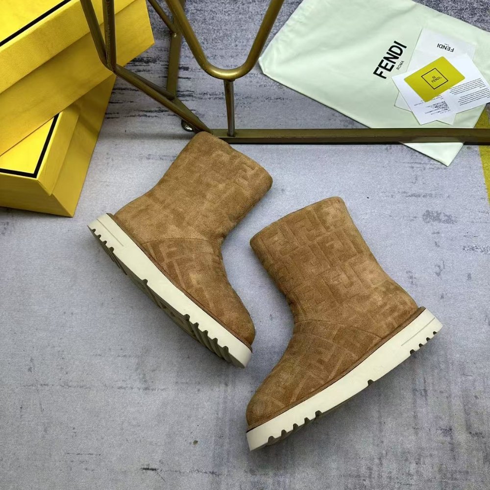 F**di Apres Chic Brown Ff Chamois Low Boots 8T8606Asa1F0C23
