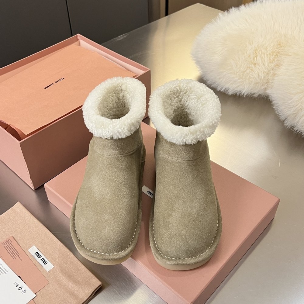 M1um1u Suede And Shearling Booties Desert Beige 5T515E Z0G F0F24 F Zf15