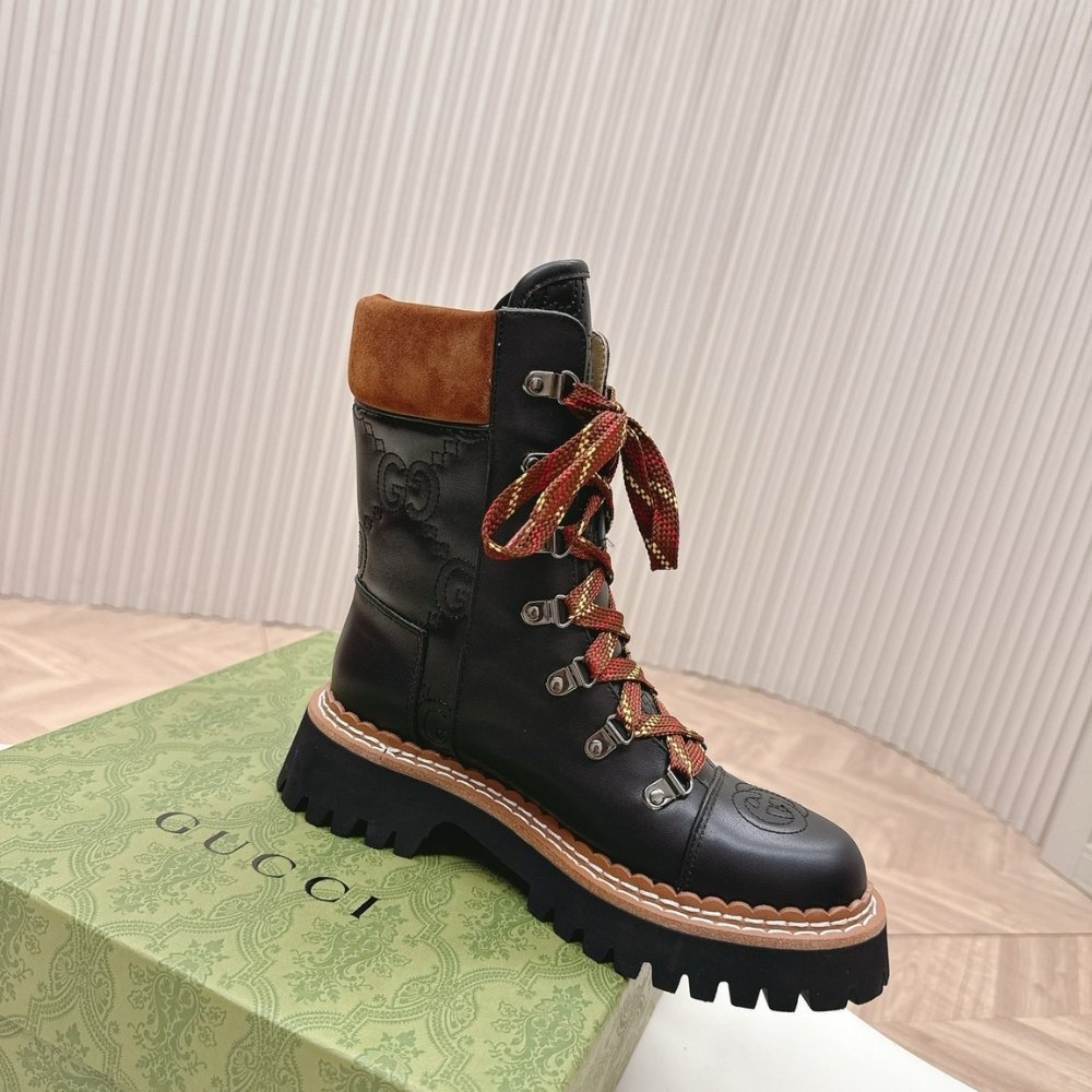 Gvc*1 Women Lace Up Ankle Boot Black And Tan 758284 Aacm1 1046
