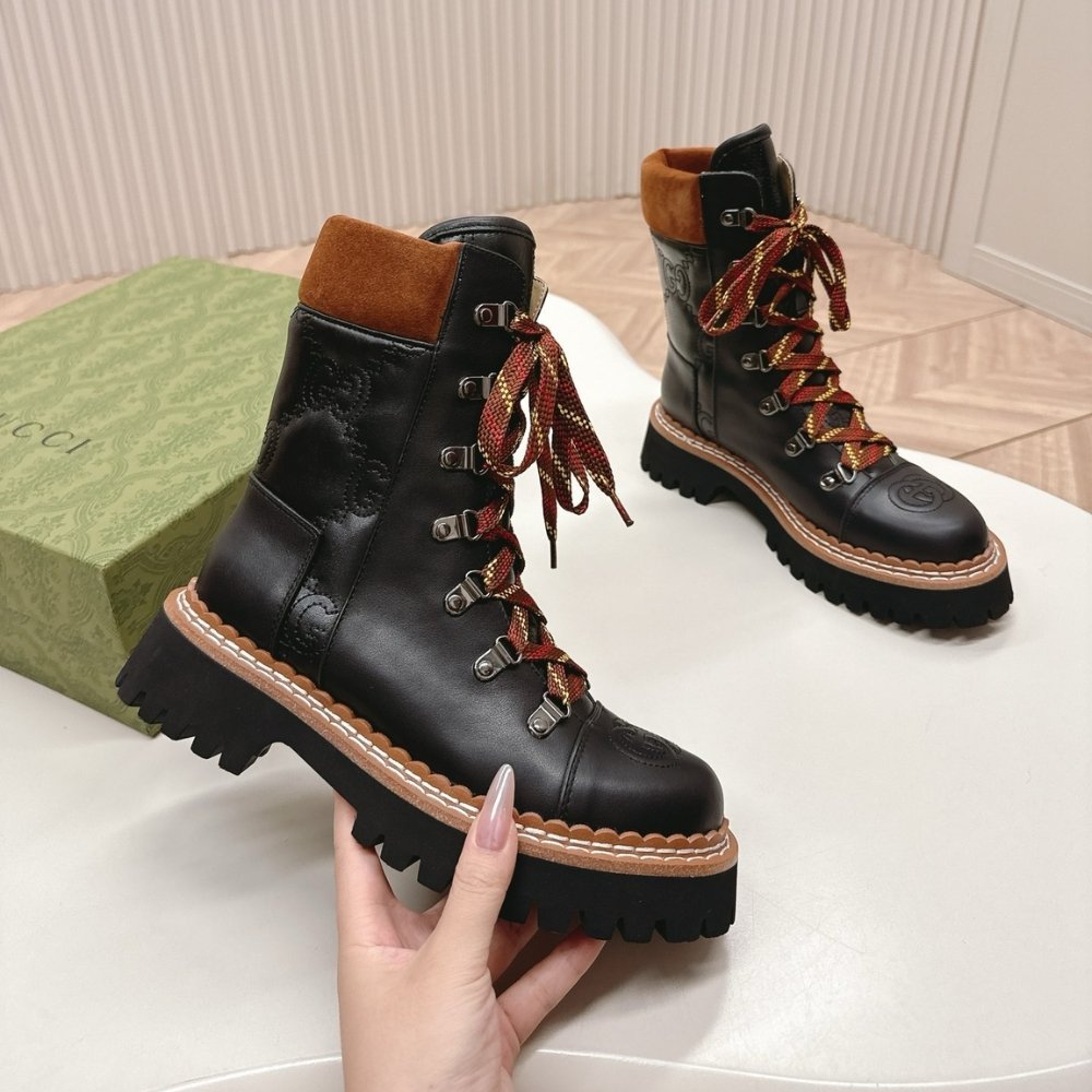 Gvc*1 Women Lace Up Ankle Boot Black And Tan 758284 Aacm1 1046