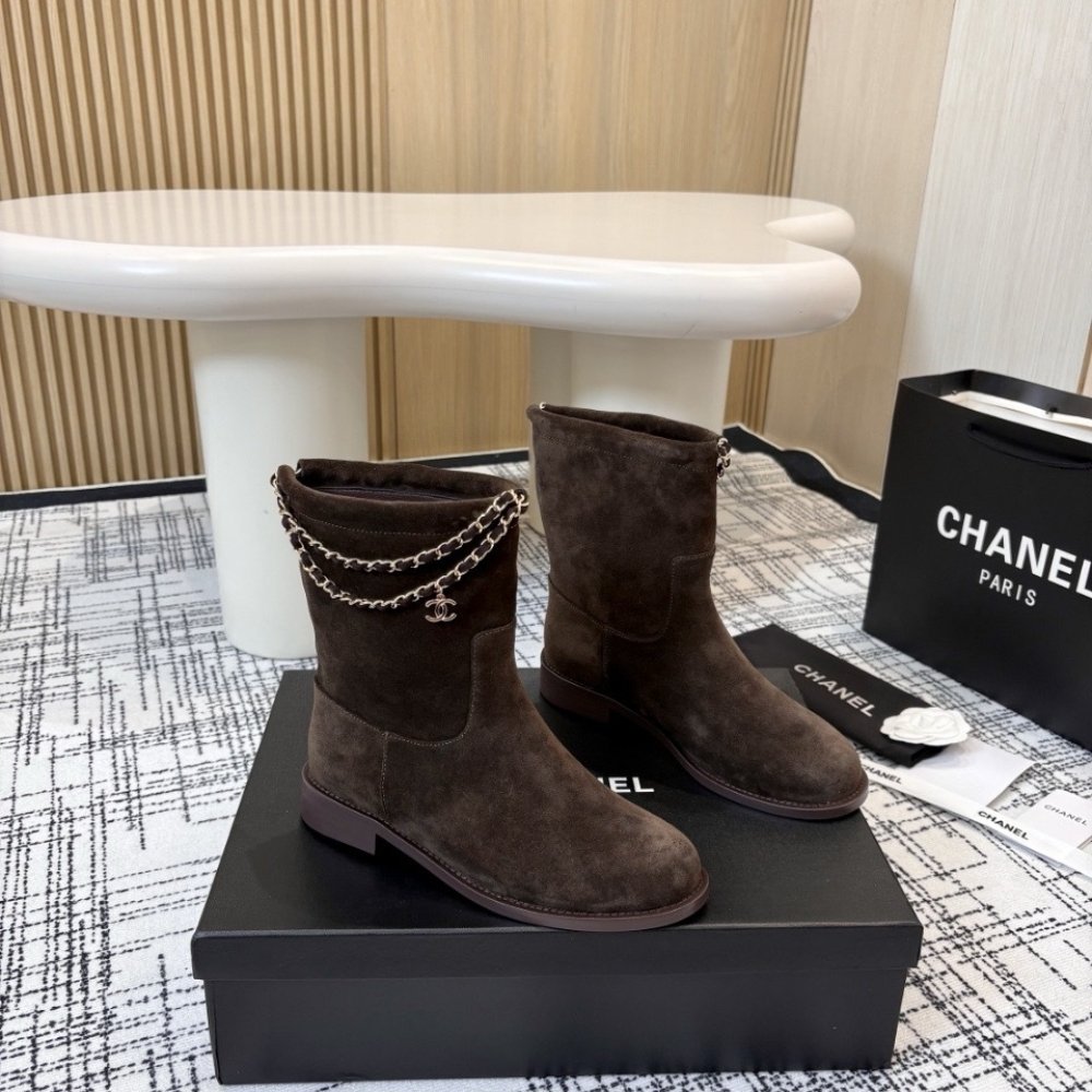 Ch**el Suede Ankle Boots Brown