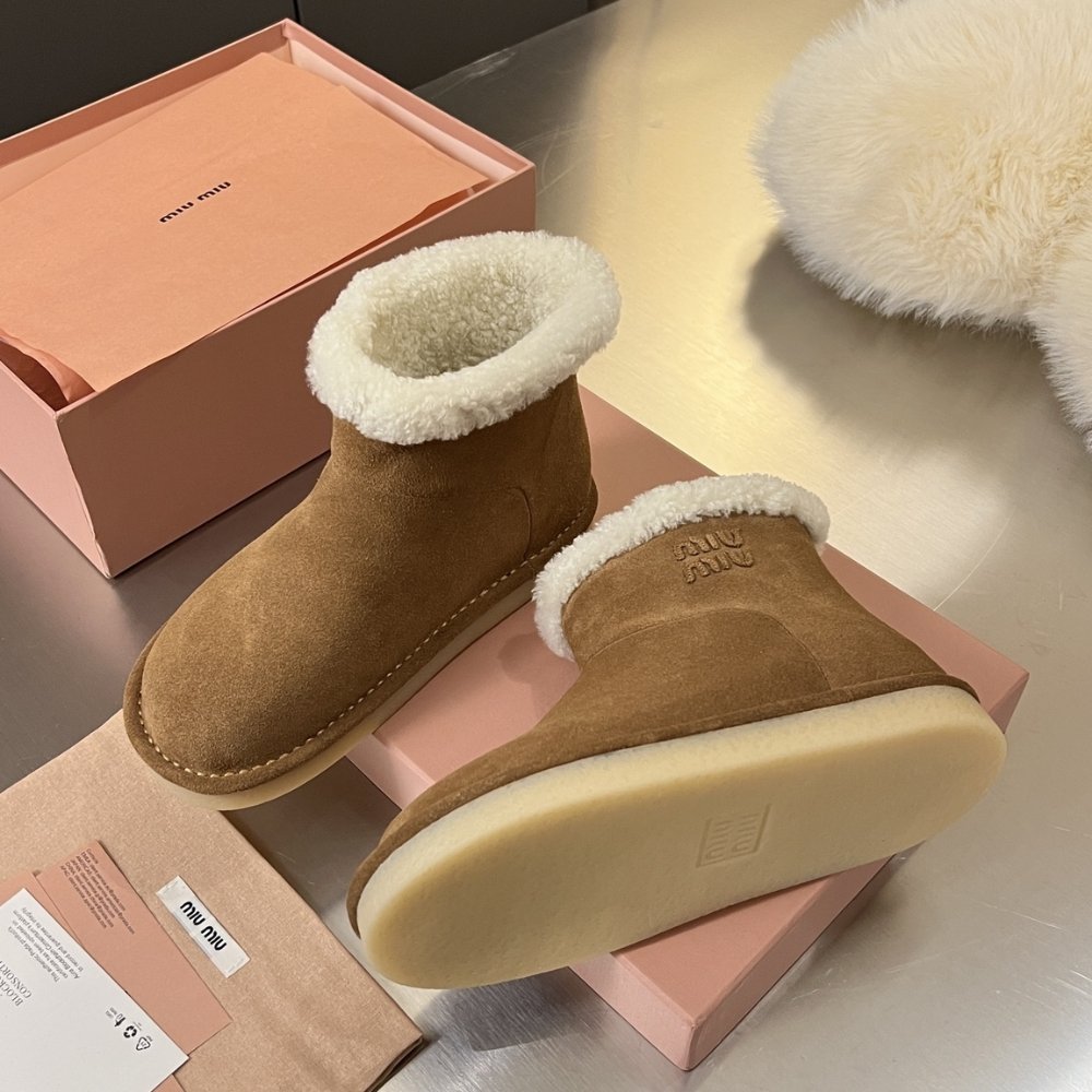 M1um1u Suede And Shearling Booties Dark Brown 5T515E Z0G F0324 F Zf15