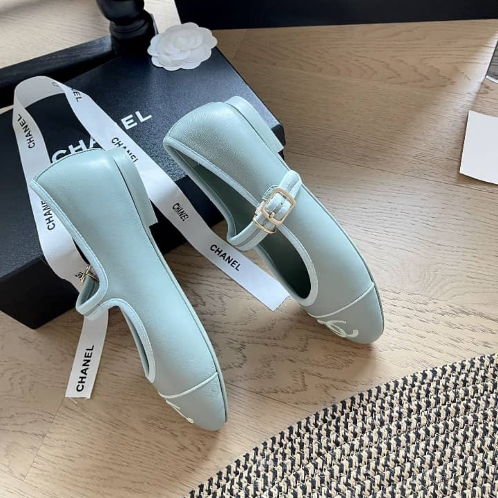 Ch**el Mary Jane Ballet Flat Light Blue