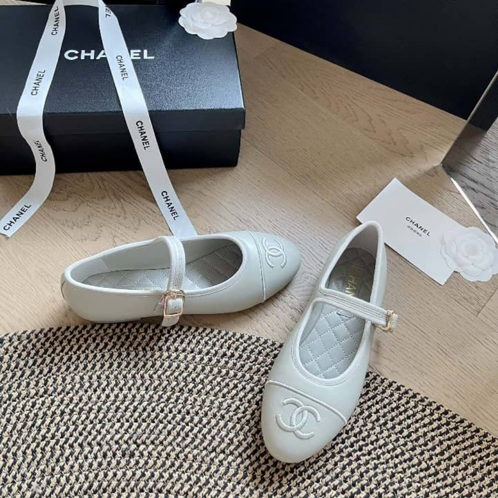 Ch**el Mary Jane Ballet Flat Pure Light Blue