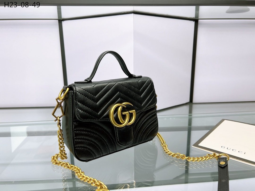 Gvc*1 Gg Marmont Mini Top Handle Bag Black 20Cm ‎547260 Dtdit 1000