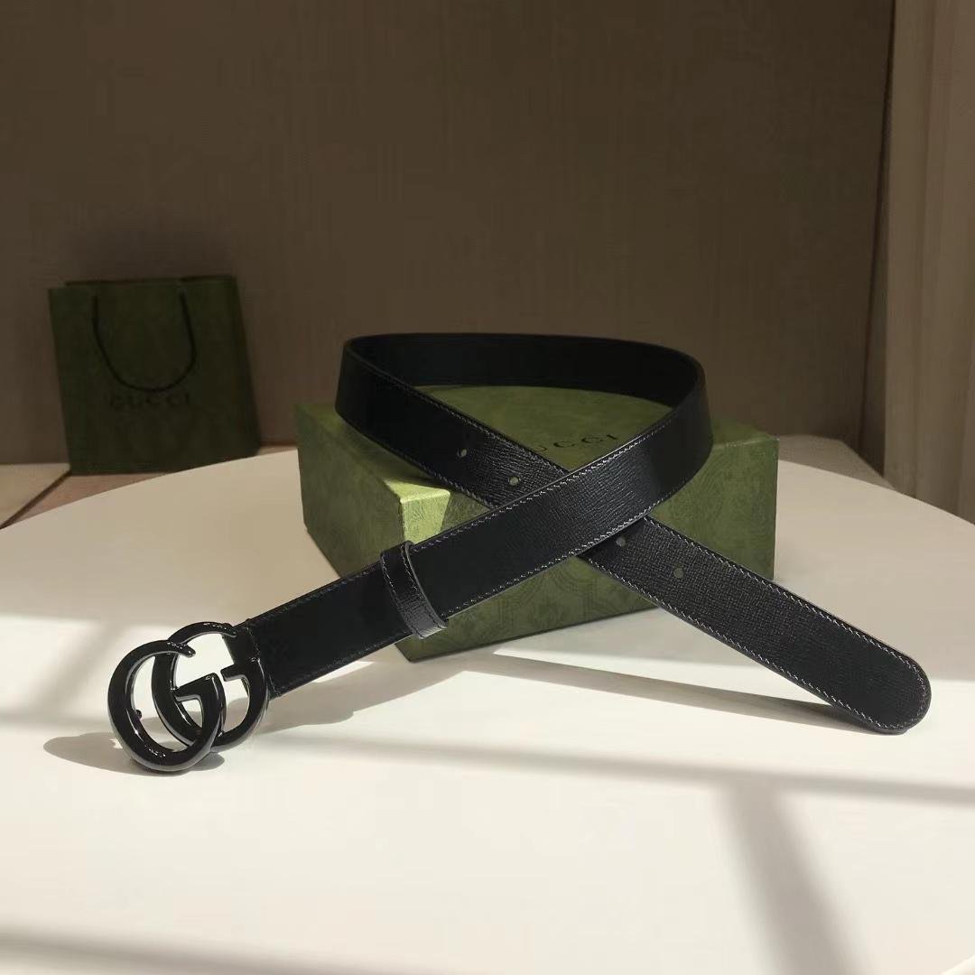 Gvc*1 Gg Marmont Thin Belt Black Leather 414516 18Yxv 1000