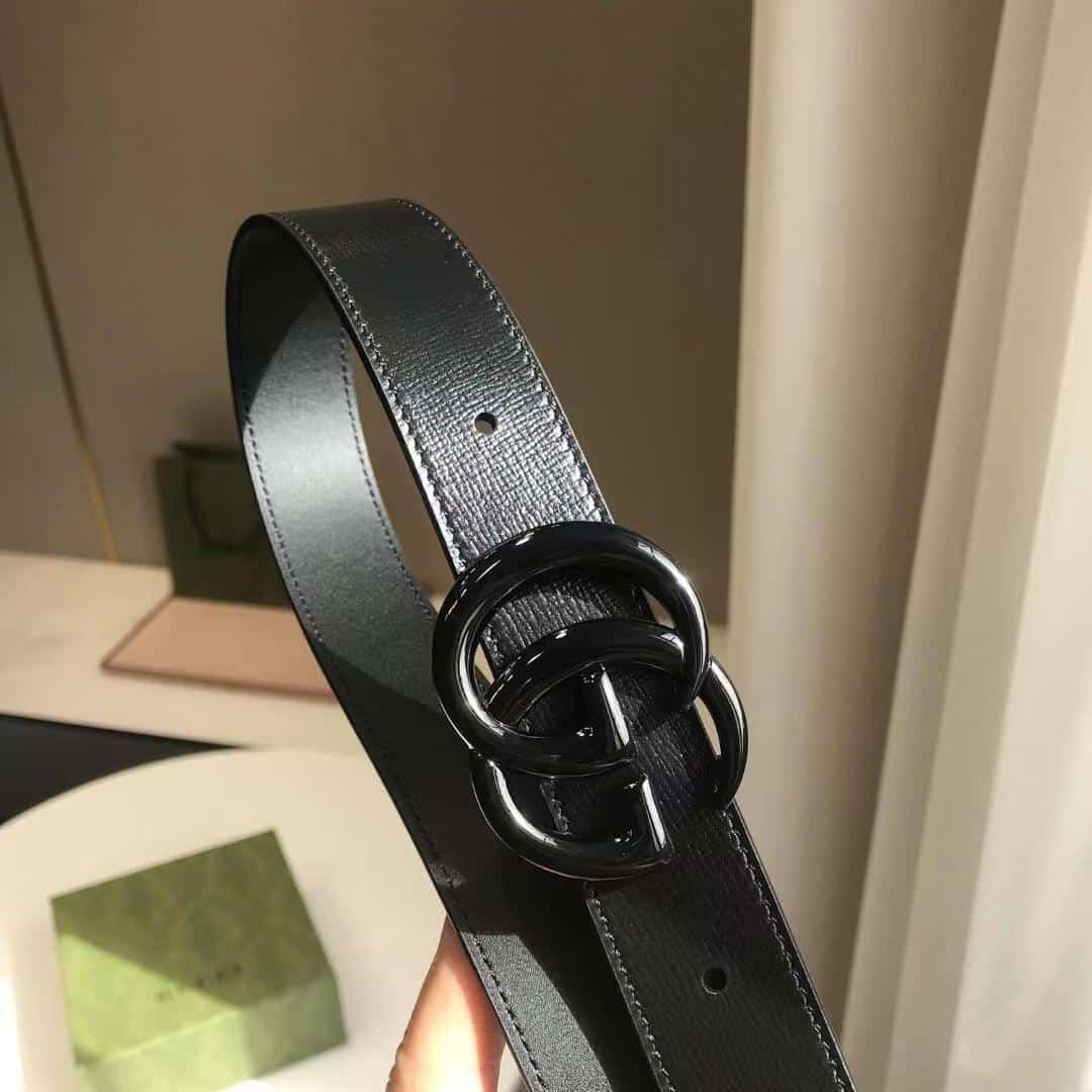 Gvc*1 Gg Marmont Thin Belt Black Leather 414516 18Yxv 1000