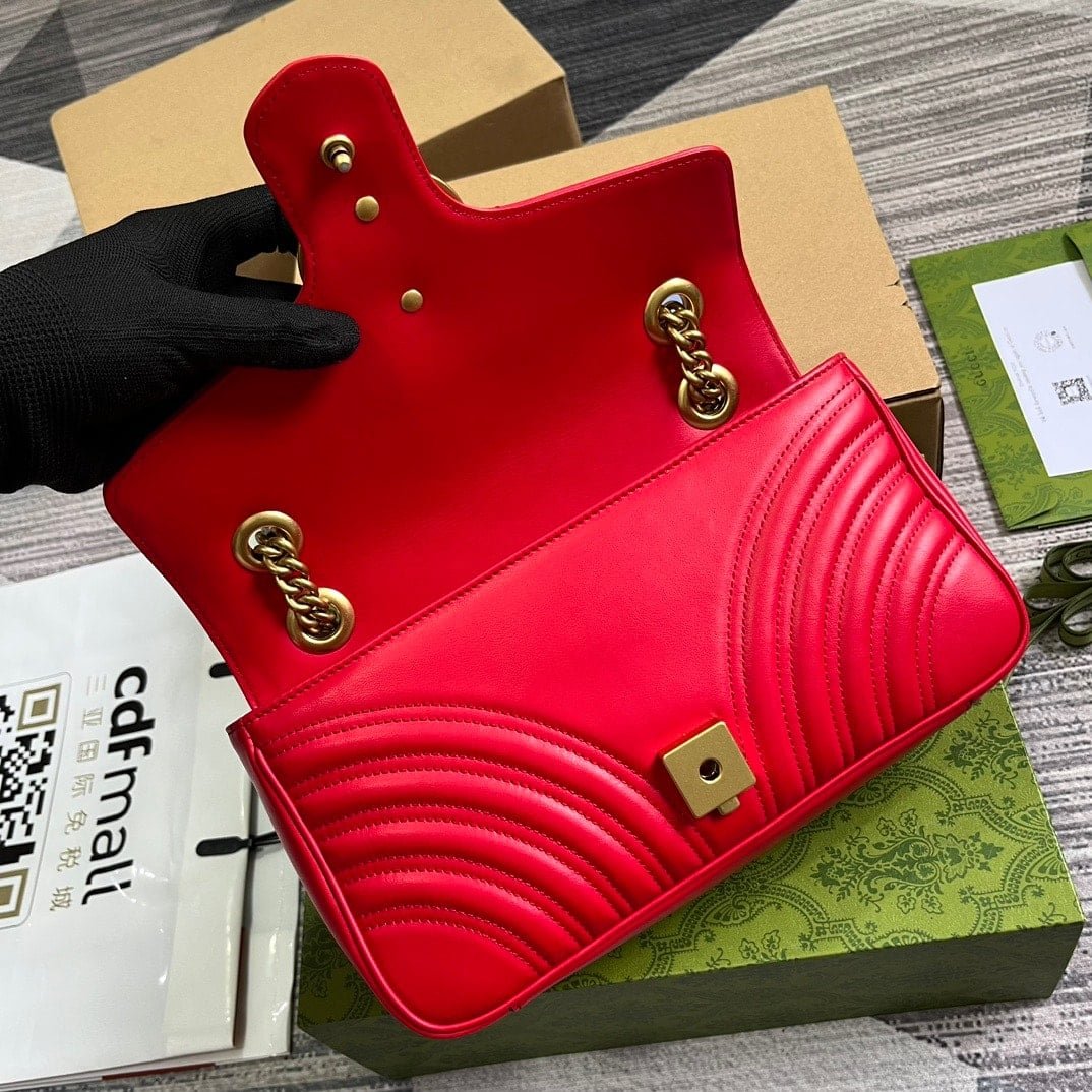 Gvc*1 Gg Marmont Medium Shoulder Bag Red 26Cm 443496 Aabzc 6832