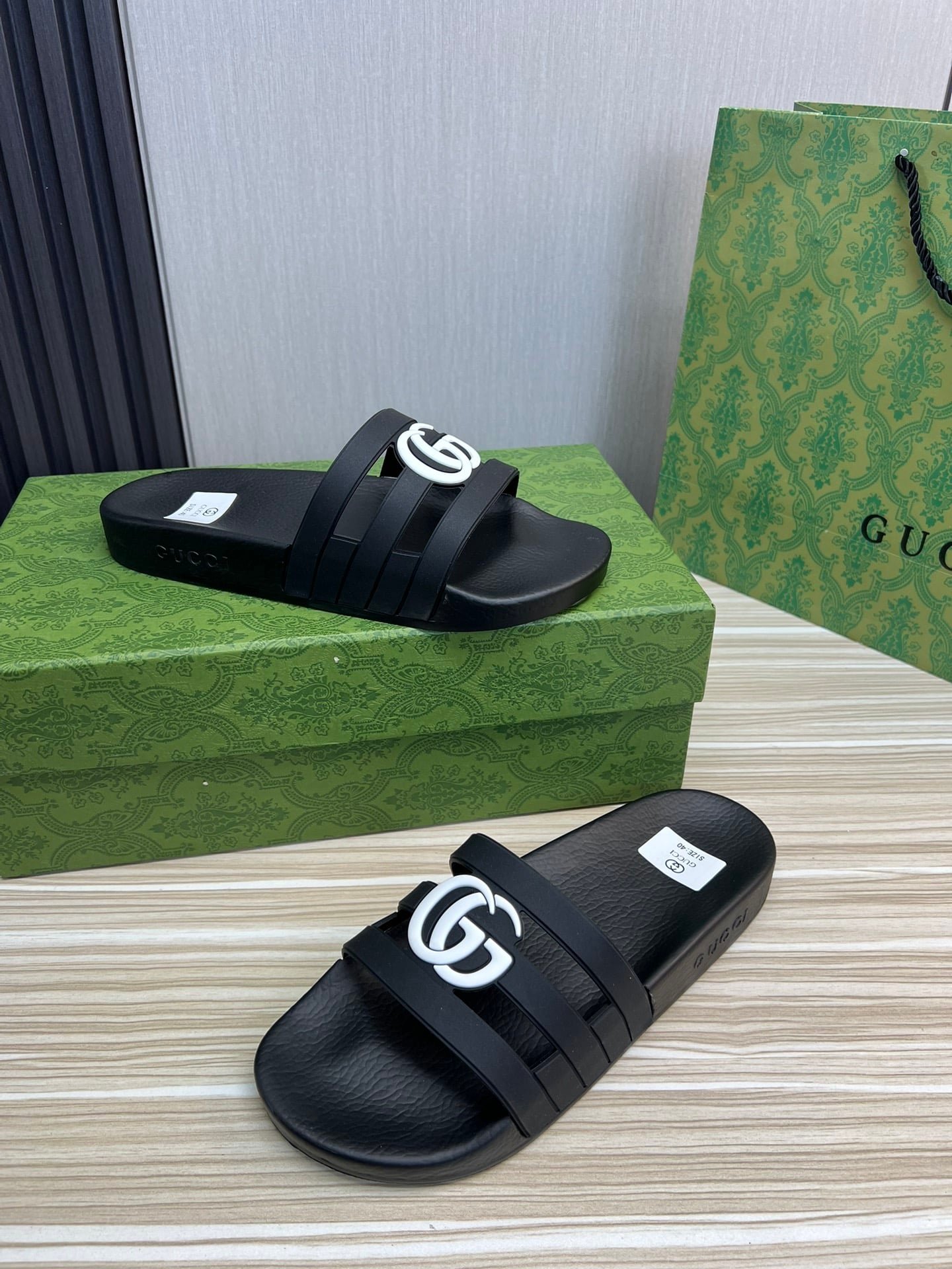 Gvc*1 Slippers Sandals Mules Summer With Gg Logo White
