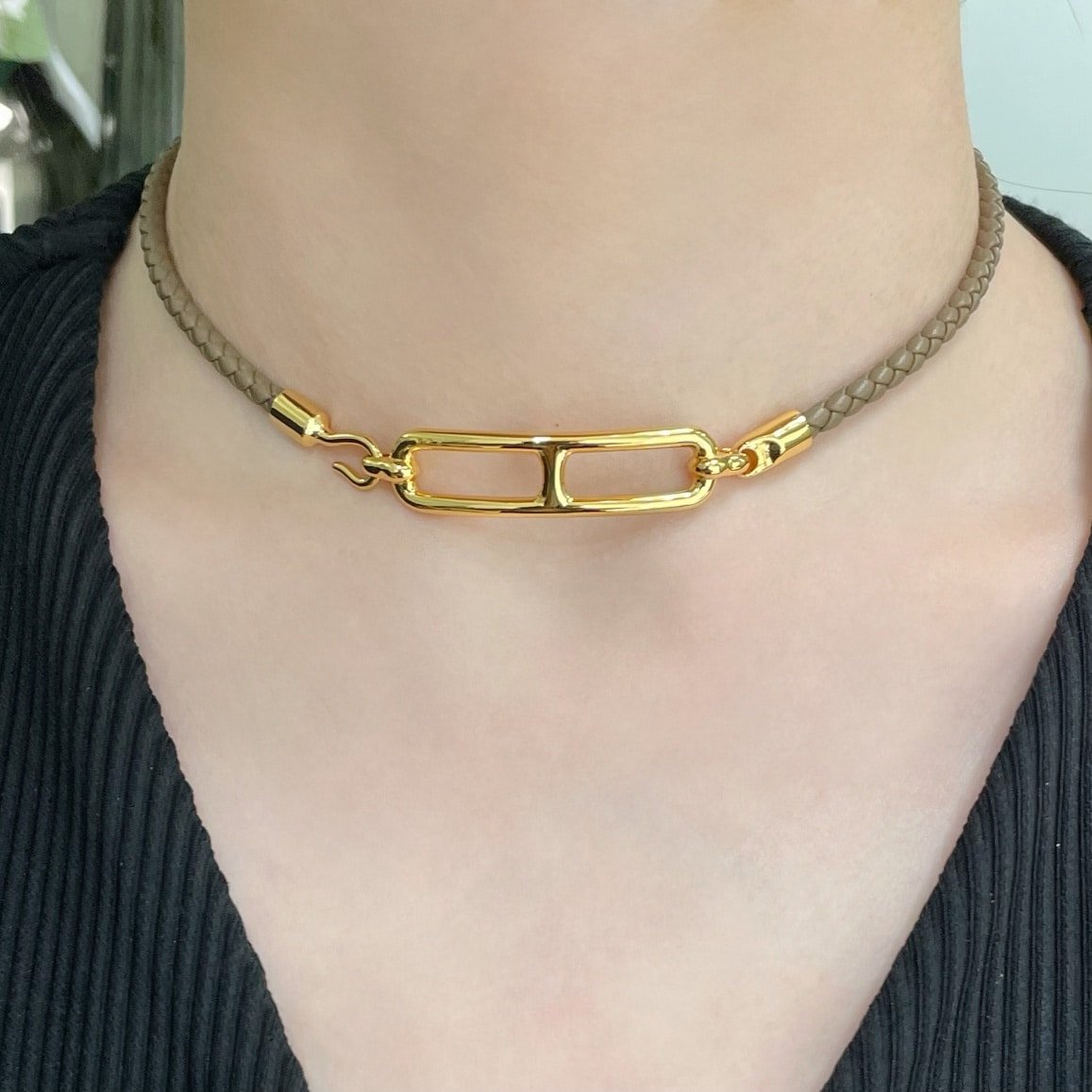 H**me5 Roulis Double Tour Bracelet Khaki Gold Hardware