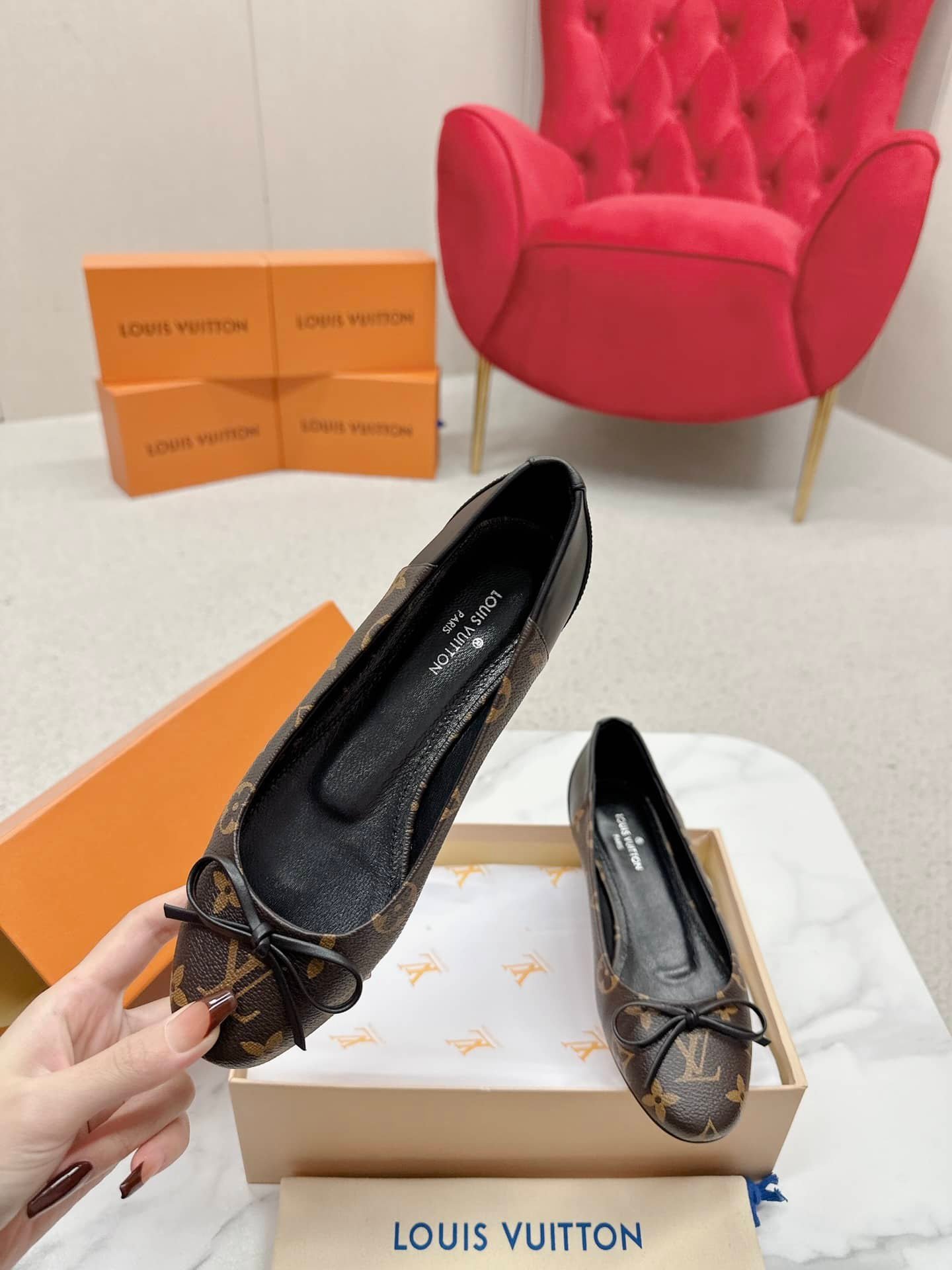 L0vis Vvtt0n Joy Ballerina Flats Monogram Brown