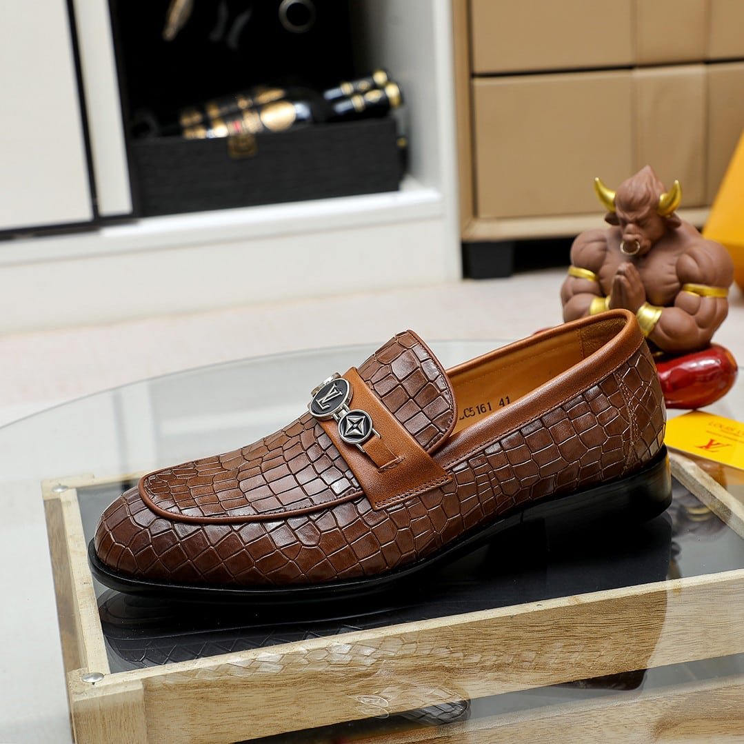 L0vis Vvtt0n Souliers Club Loafers Crocodile Brown