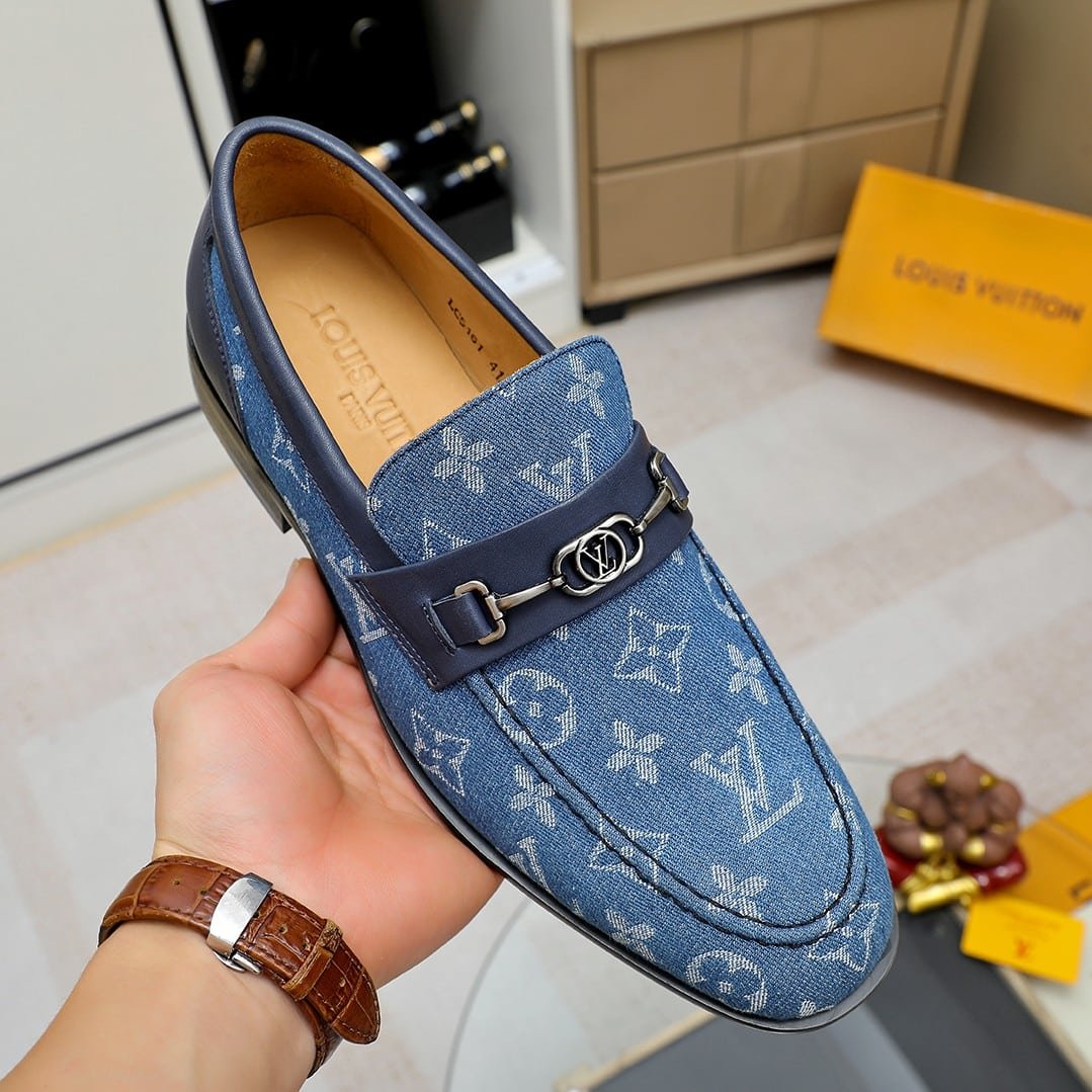 L0vis Vvtt0n Souliers Club Loafers Blue Monogram Denim