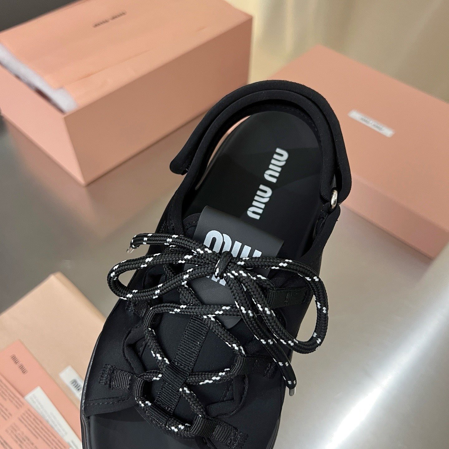 M1um1u Chunky Neoprene Sandals Black 5X418E 30K F0002 F 050