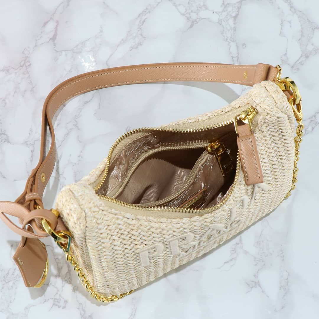 Pra*a Re Edition Crochet Bag Natural 22Cm 1Bc204 2M2T F0018 V Juo