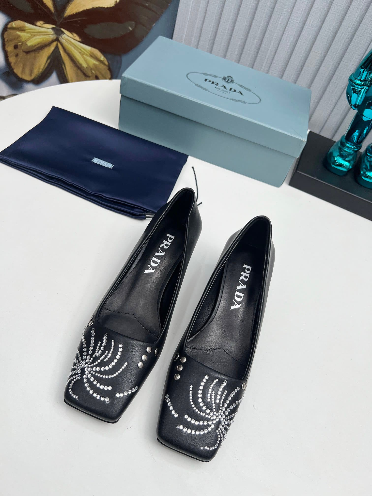 Pra*a Crystal Pumps Black