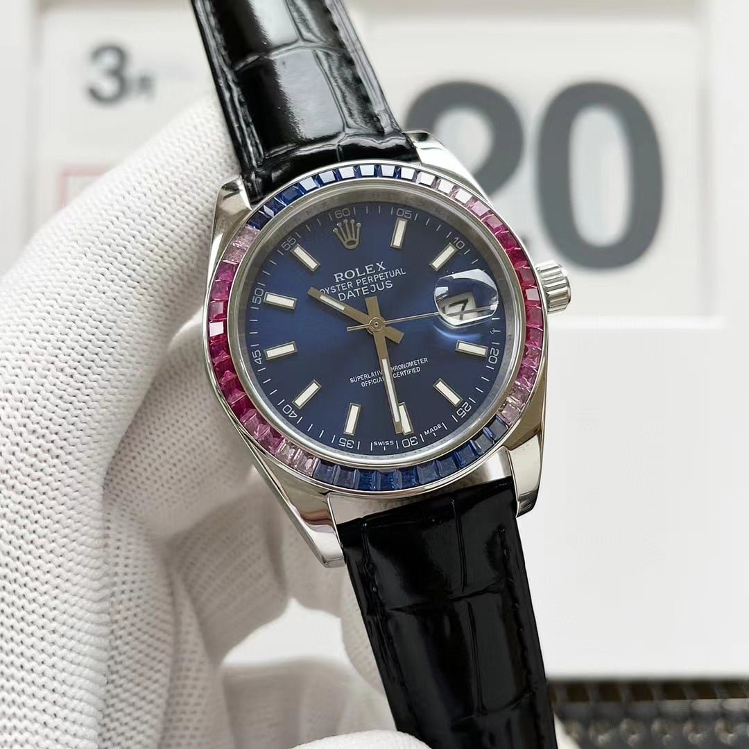 R01ex Oyster Perpetual Datejus Navy Blue Dial Ruby Around 40Mm