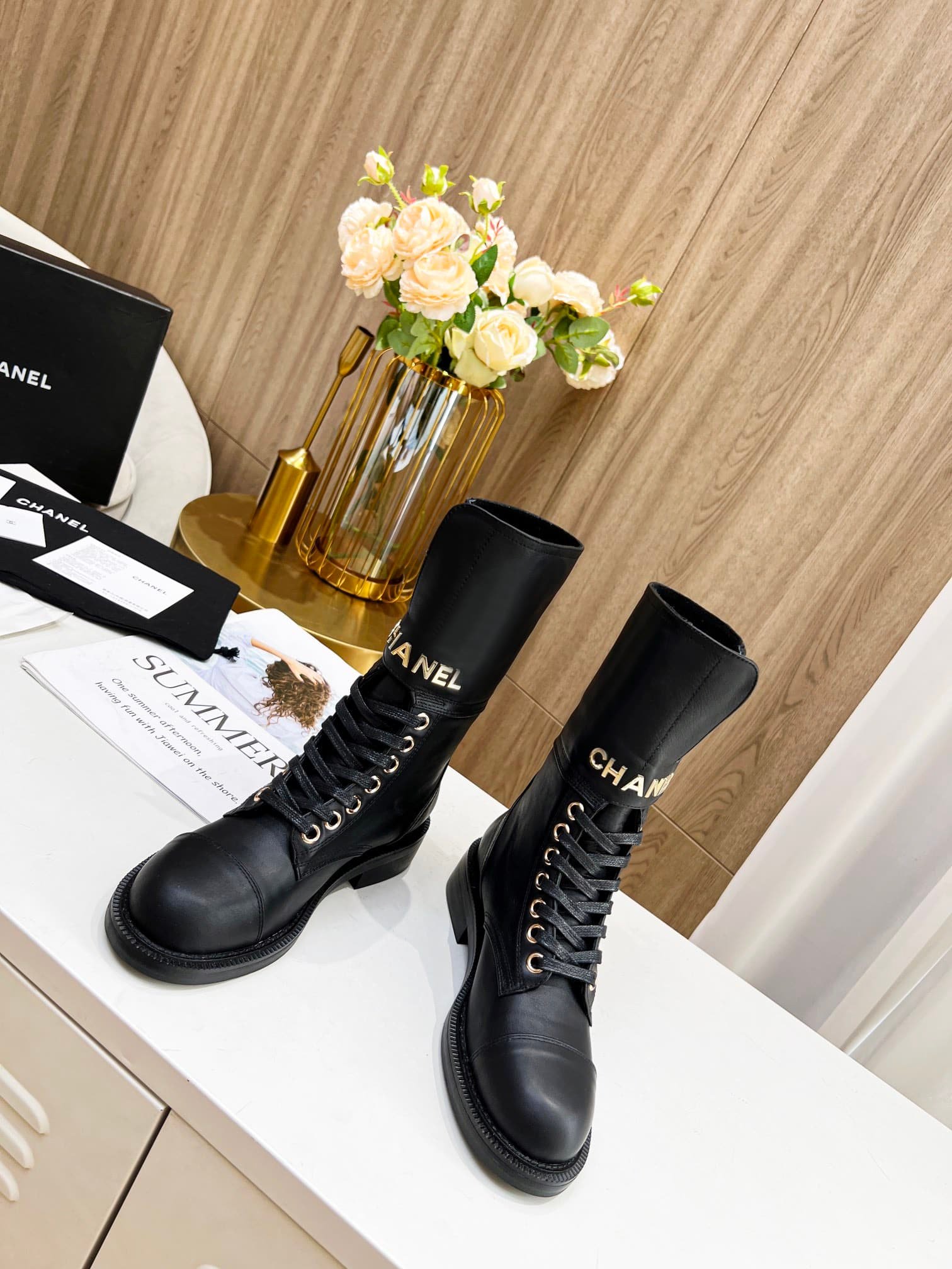 Ch**el Short Black Biker Boot
