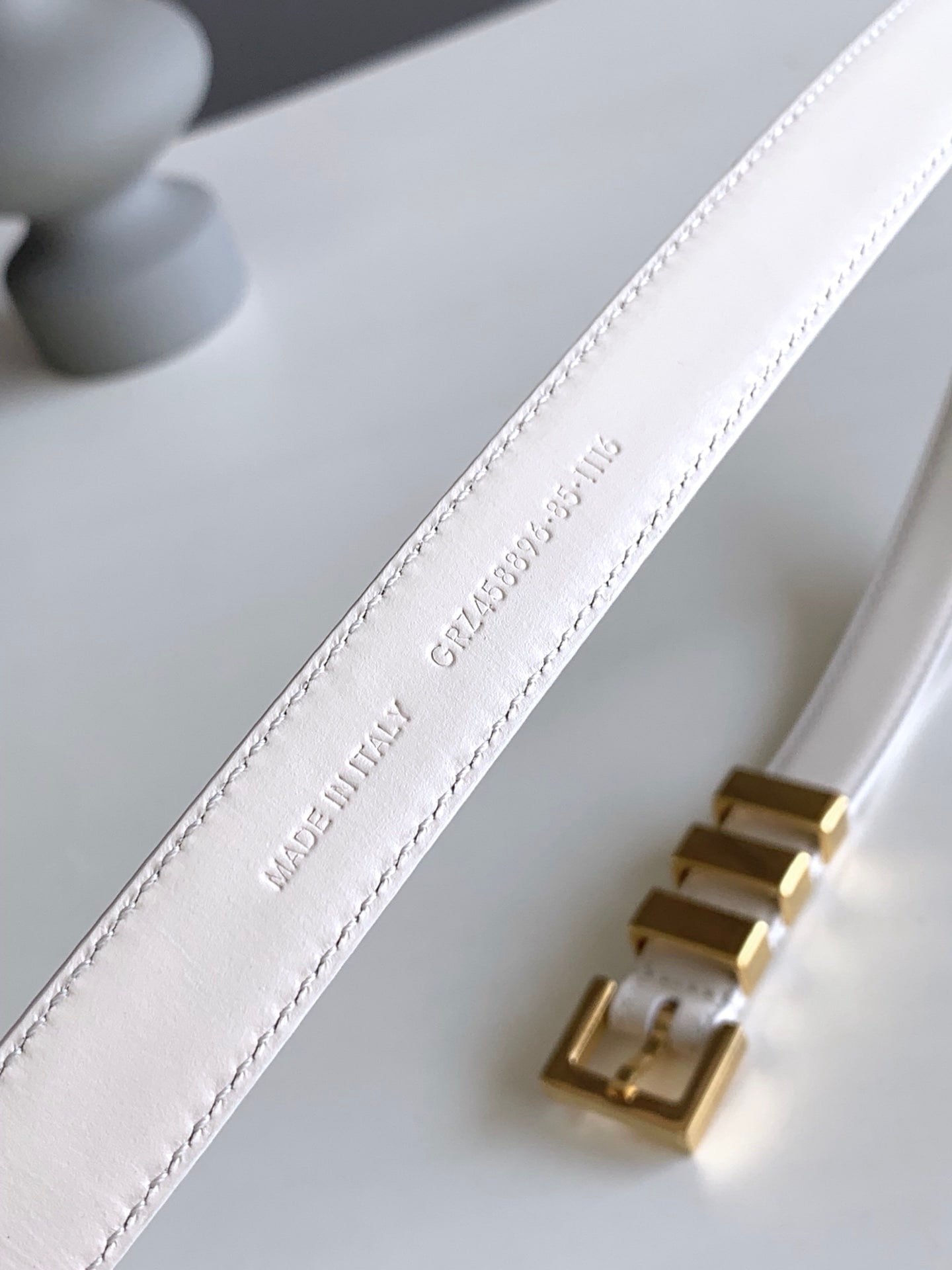 Sa1nt Lau*nt Black 3 Passants Belt White And Gold 3146292551