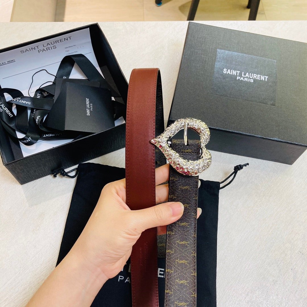 Sa1nt Lau*nt Black 3 Passants Black And Silver Belt 3146292551