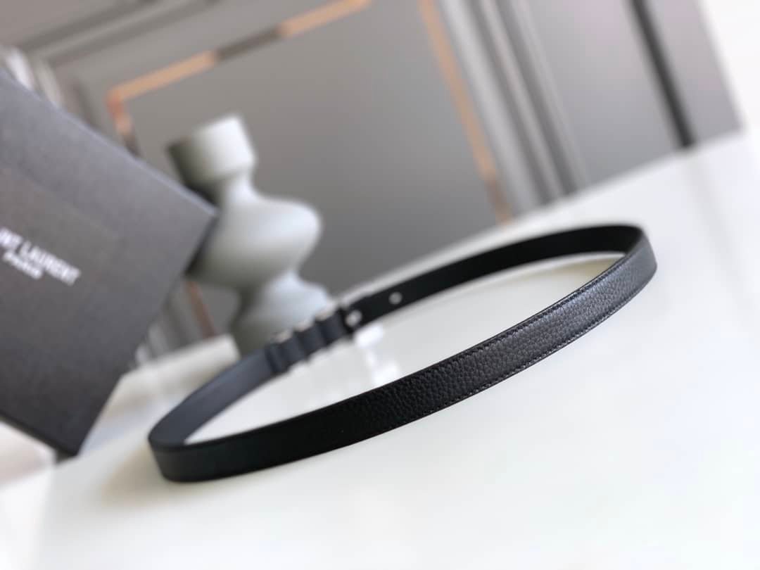 Sa1nt Lau*nt Black 3 Passants Black And Silver Belt 3146292551