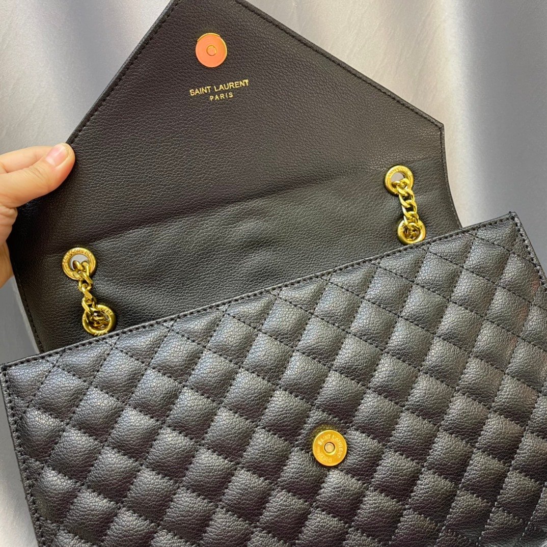 Sa1nt Lau*nt Envelope Chain Bag In Mix Matelasse Grain De Poudre Embossed Leather 31Cm